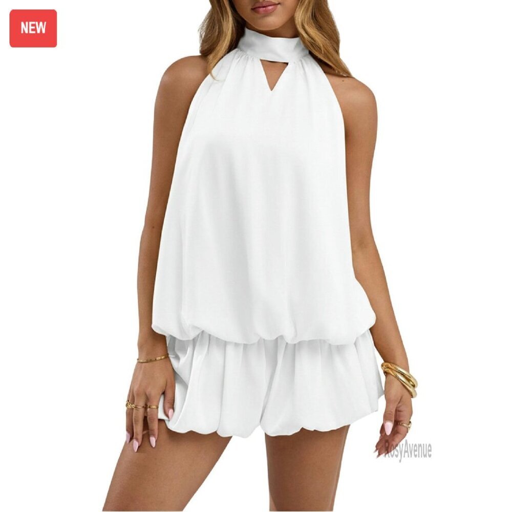 Satin Halter Cut Out Mini Dress Wedding Guest Formal Bubble Hem